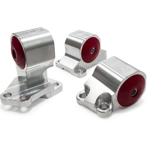 Innovative Mounts - 1992-1995 Honda Civic Innovative Billet Conversion Engine Mount Kit (B/D-Series/Manual/Auto 2 Manual/Hydro) - 85A GREY (2 Bolt Timing Belt Post, Black Anodized)