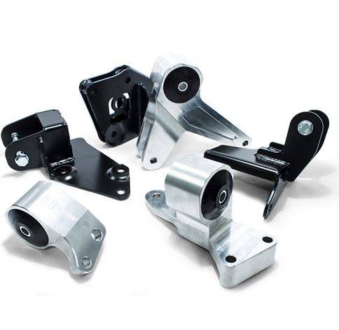 Innovative Mounts - 1996-2000 Honda Civic Billet Conversion Engine Mount Kit, Aluminum (K-Series/Manual) - 85A GRY (Black Ano)