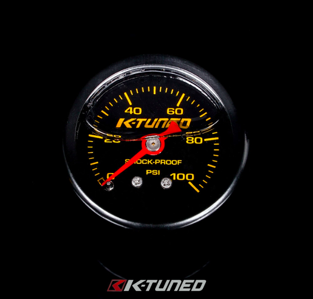 K-Tuned - K-Tuned Fuel Pressure Gauge, Liquid Filled (0-100 psi)