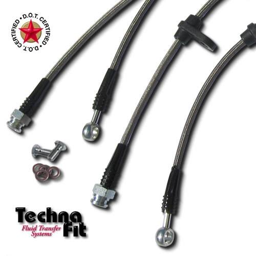 Technafit - 2008 - 2018 HONDA CIVIC EX REAR DISC 4 Line Brake Kit - Red