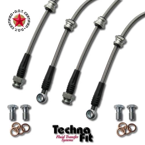 Technafit - 1986 - 1992 MAZDA RX-7 4 LUG NORMAL SUSPENSION/SOLID DISC 4 Line Kit - Red