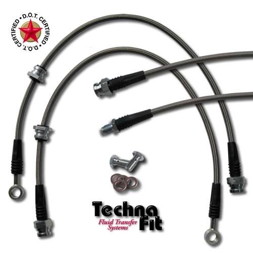 Technafit - 1994 - 1999 MITSUBISHI ECLIPSE 2WD, 4WD REAR DISC ALL 4 Line Brake Kit - Black