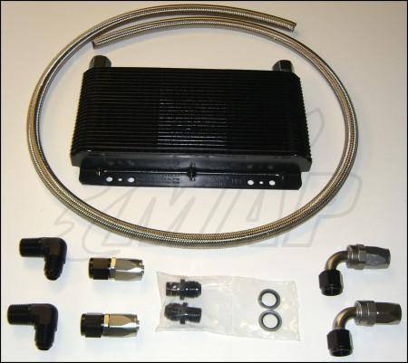 MAPerformance - MAPerformance Black (8x11x1.5) Oil Cooler Kit for 1990 Air Cooled Oil Filter Housing with Black Braided Lightweight Hose - includes Bracket