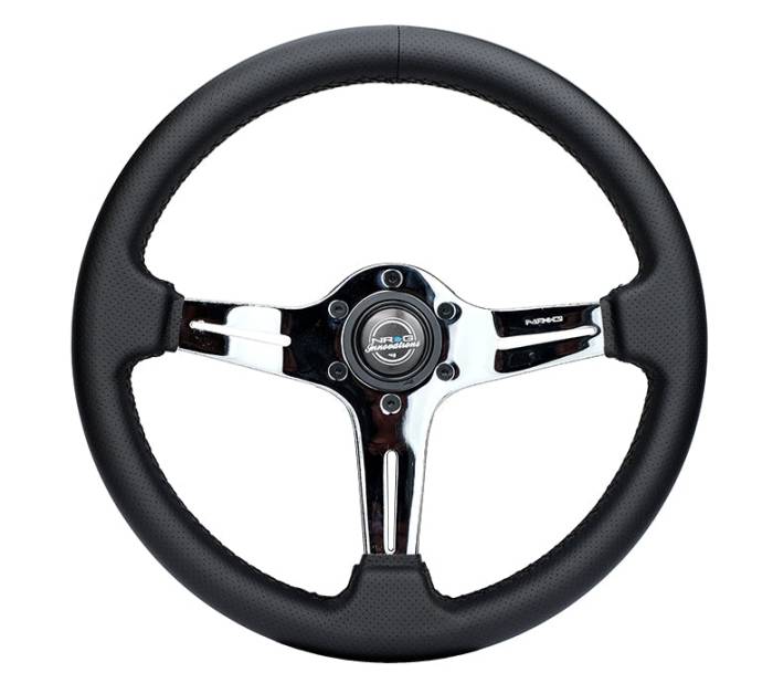 NRG Innovations - NRG Innovations Light Weight Gaming Steering Wheel: Blitz- Chrome spoke with slits. No Dish