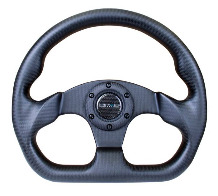 NRG Innovations - NRG Innovations Matte Black CARBON FIBER STEERING WHEEL 320mm FLAT BOTTOM