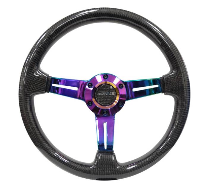 NRG Innovations - NRG Innovations CARBON FIBER STEERING WHEEL 350mm 1.5" Deep Dish