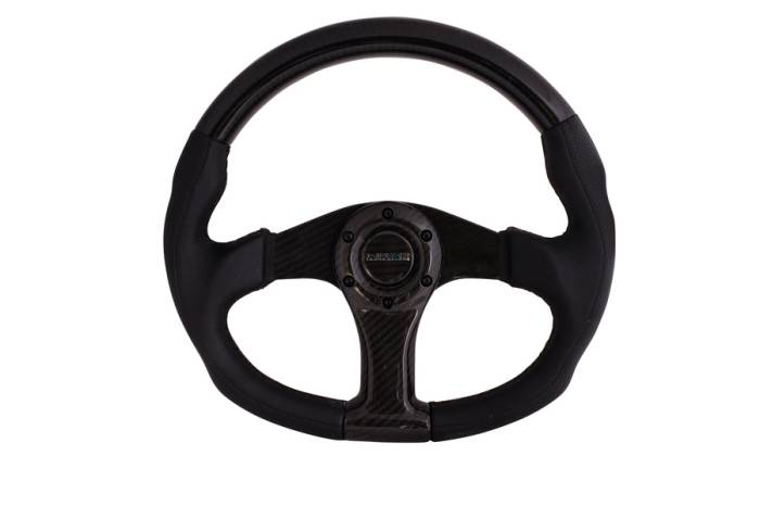 NRG Innovations - NRG Innovations CARBON FIBER STEERING WHEEL 350mm BLACK CARBON OVAL SHAPE