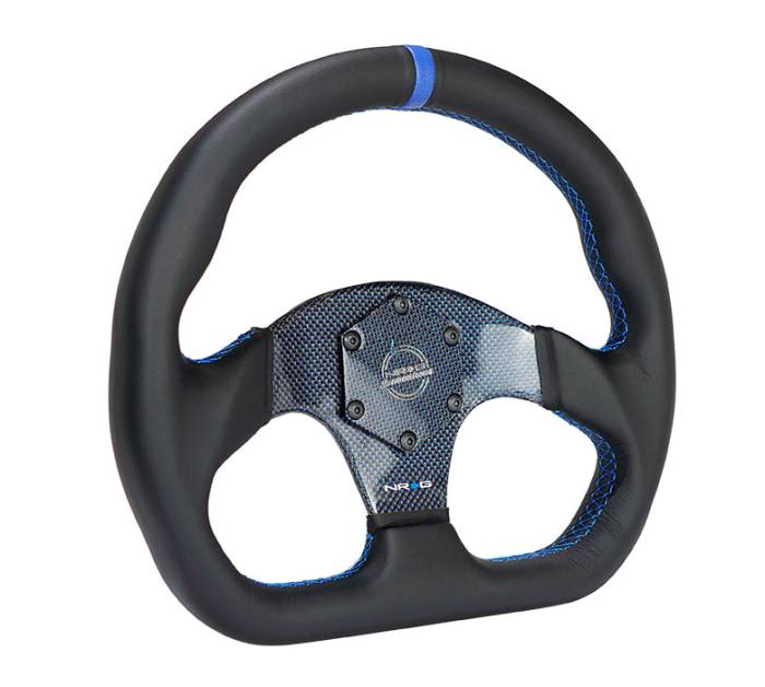 NRG Innovations - NRG Innovations CARBON FIBER STEERING WHEEL 320mm BLUE CARBON FIBER center W/ BLUE STITCH