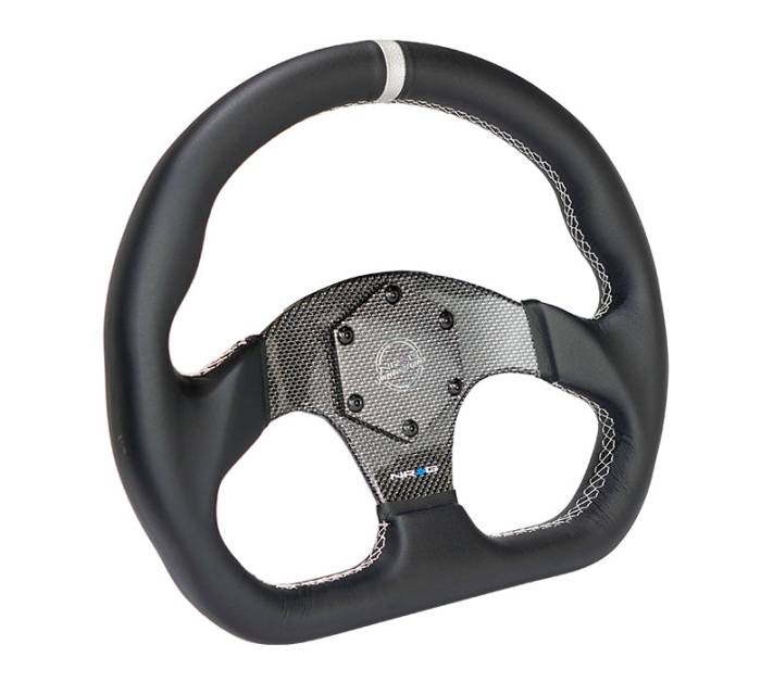NRG Innovations - NRG Innovations CARBON FIBER STEERING WHEEL 320mm SILVER CARBON FIBER center W/ SILVER STITCH