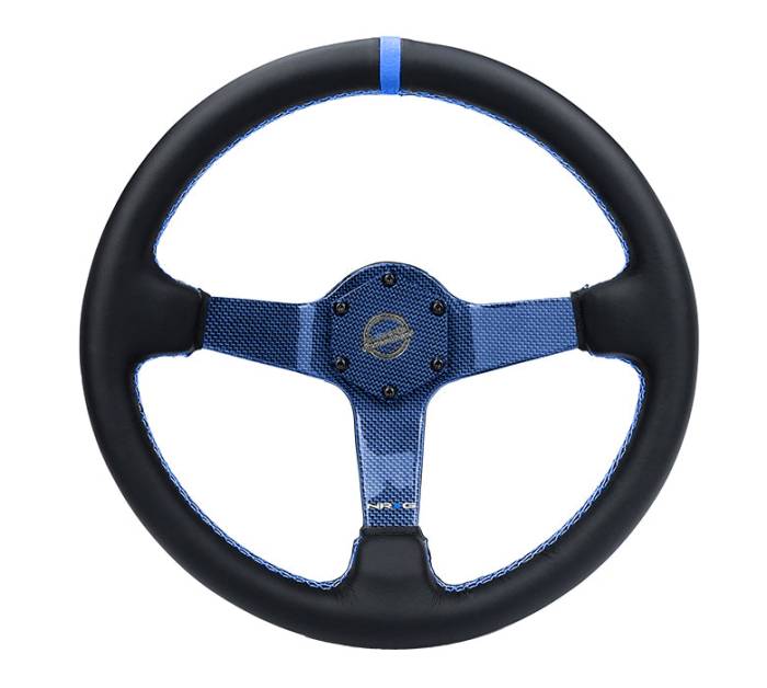 NRG Innovations - NRG Innovations CARBON FIBER STEERING WHEEL 350mm Blue Carbon Fiber