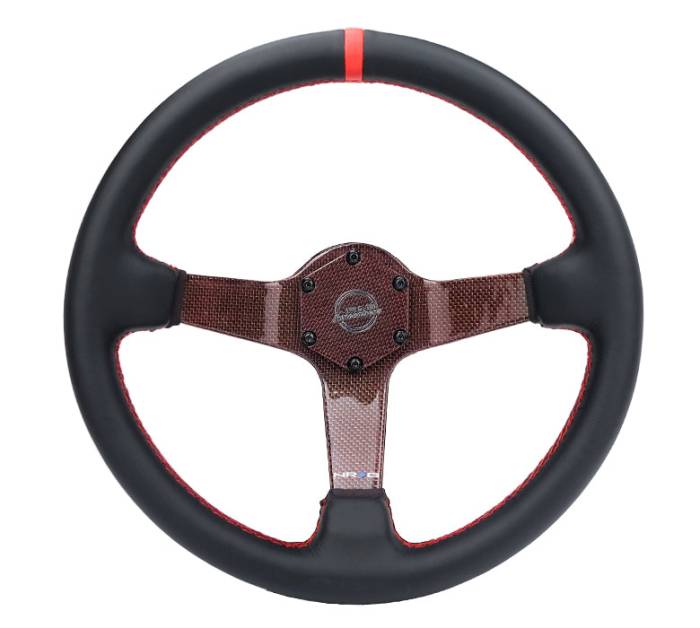 NRG Innovations - NRG Innovations CARBON FIBER STEERING WHEEL 350mm Red Carbon Fiber