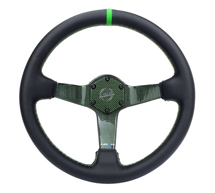 NRG Innovations - NRG Innovations CARBON FIBER STEERING WHEEL 350mm Green Carbon Fiber