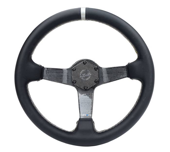 NRG Innovations - NRG Innovations CARBON FIBER STEERING WHEEL 350mm Silver Carbon Fiber