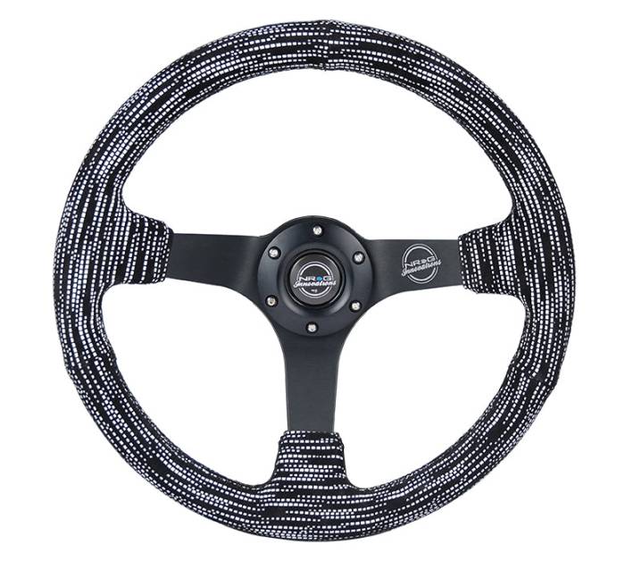 NRG Innovations - NRG Innovations Steering Wheel (350mm / 3in. Deep) Microfiber / Black Stitch w/ 5mm Matte Black Spokes