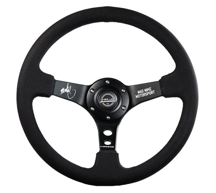 NRG Innovations - NRG Innovations Steering Wheel (3in. Deep) Mad Mike / 5mm Spoke/ Alcantara Finish/ Black Stitching