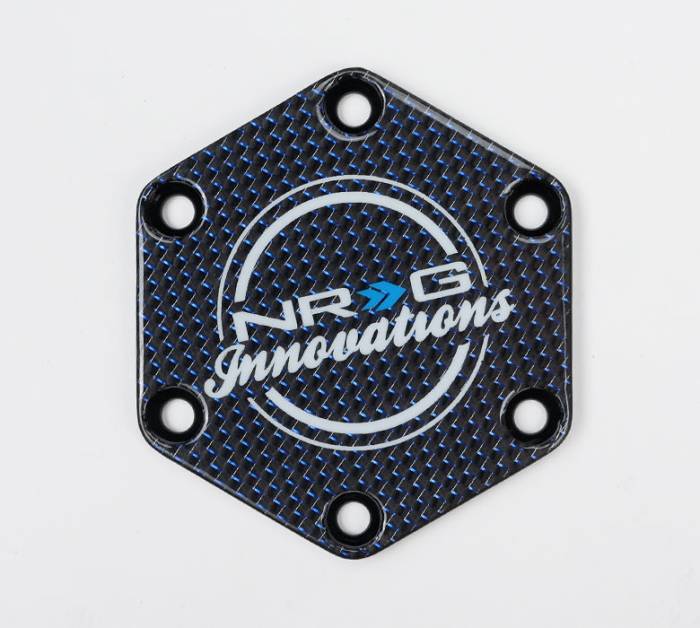 NRG Innovations - NRG Innovations Carbon Fiber w/ Blue Texalium Fabrics Horn Delete Button Circular Logo Front/ Back