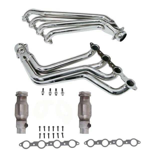 BBK - 2010-2015 Chevrolet Camaro LS3/L99 BBK Long Tube Exhaust Headers With Converters - 1-3/4in Chrome