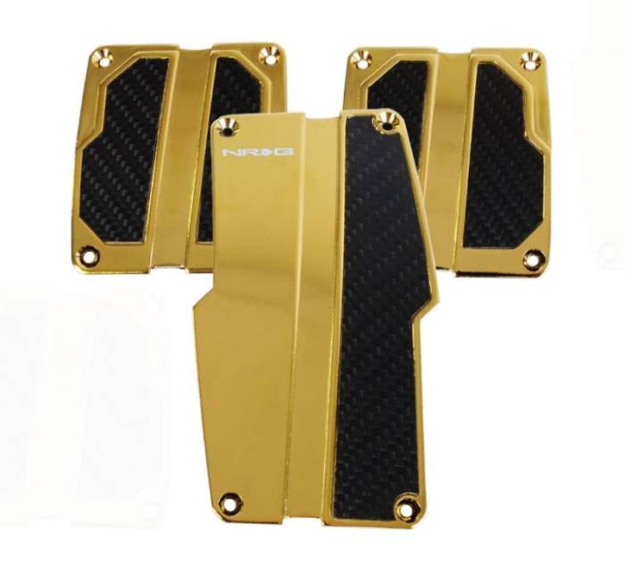 NRG Innovations - NRG Brushed Aluminum Sport Pedal M/T - Chrome Gold w/Black Carbon