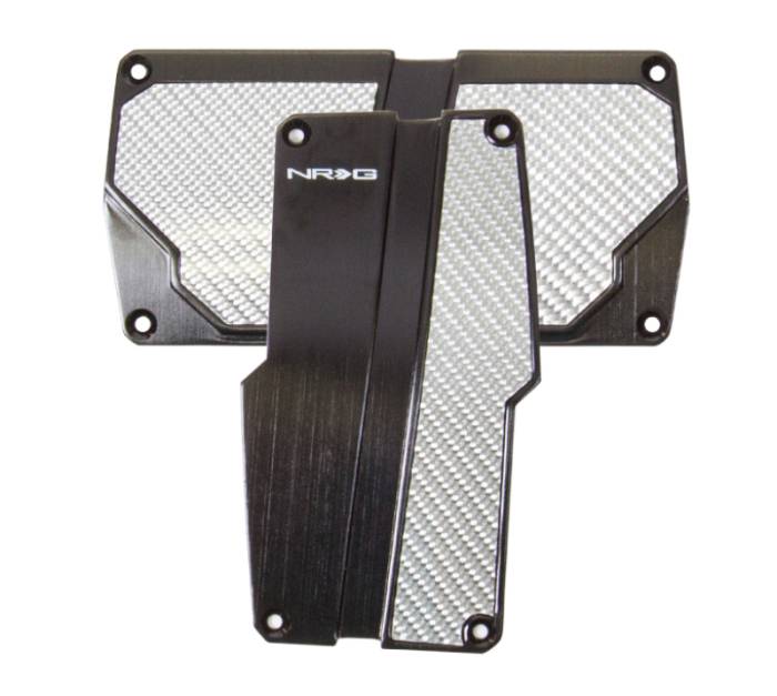 NRG Innovations - NRG Brushed Aluminum Sport Pedal A/T - Black w/Silver Carbon