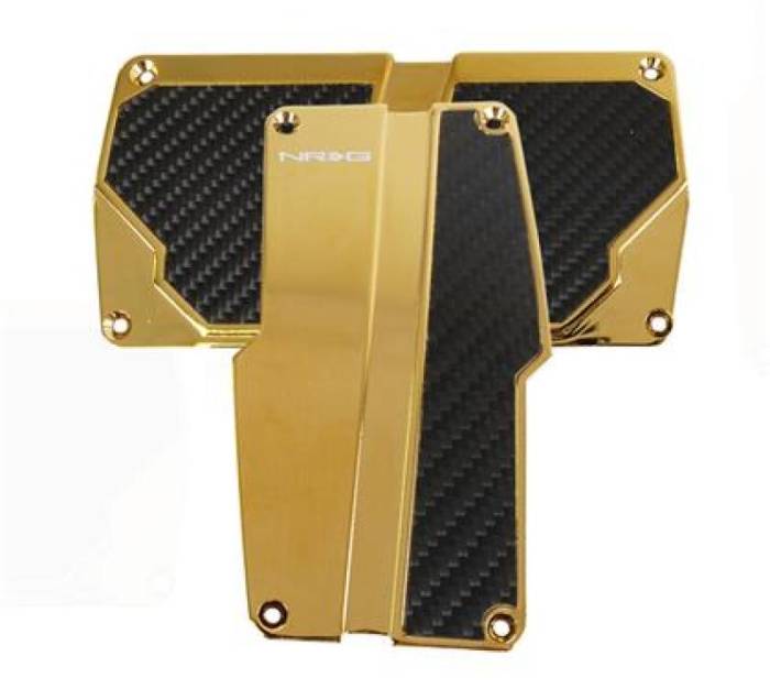 NRG Innovations - NRG Brushed Aluminum Sport Pedal A/T - Chrome Gold w/Black Carbon
