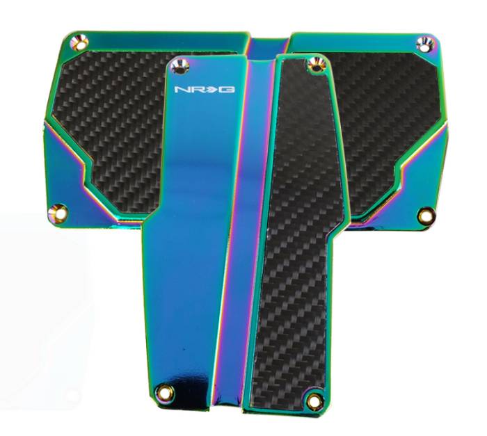 NRG Innovations - NRG Brushed Aluminum Sport Pedal A/T - Silver w/Black Carbon