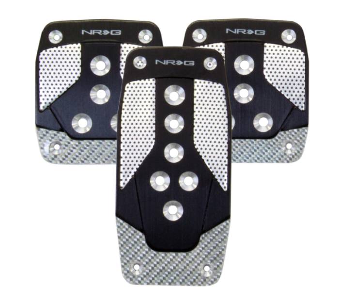 NRG Innovations - NRG Aluminum Sport Pedal M/T - Black w/Silver Carbon