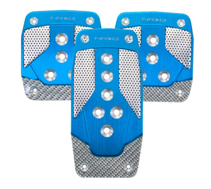 NRG Innovations - NRG Aluminum Sport Pedal M/T - Blue w/Silver Carbon