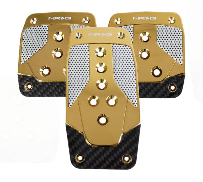 NRG Innovations - NRG Aluminum Sport Pedal M/T - Chrome Gold w/Black Carbon