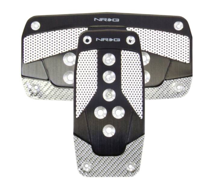 NRG Innovations - NRG Aluminum Sport Pedal A/T - Black w/Silver Carbon