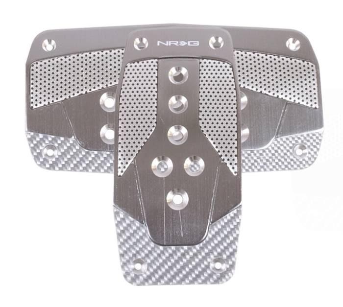 NRG Innovations - NRG Aluminum Sport Pedal A/T - Gunmetal w/Silver Carbon