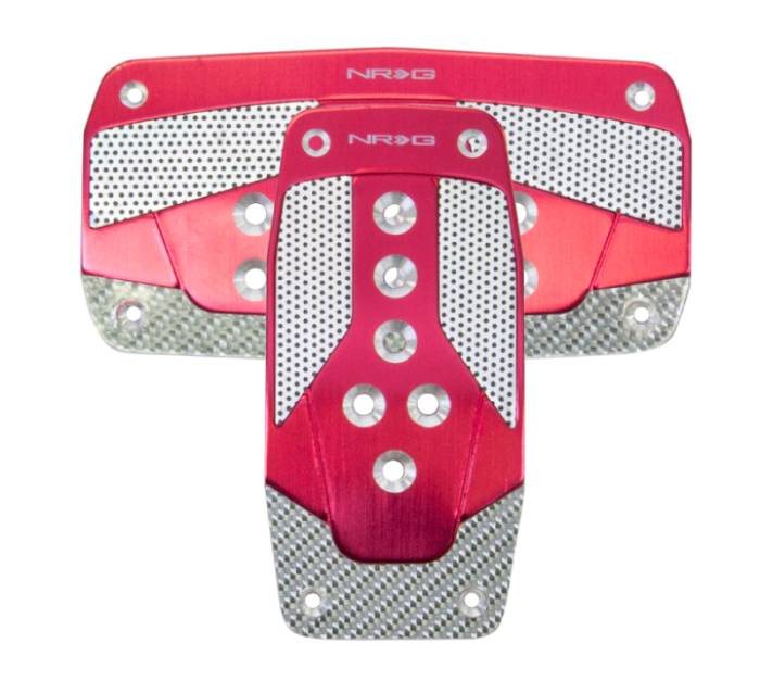 NRG Innovations - NRG Aluminum Sport Pedal A/T - Red w/Silver Carbon