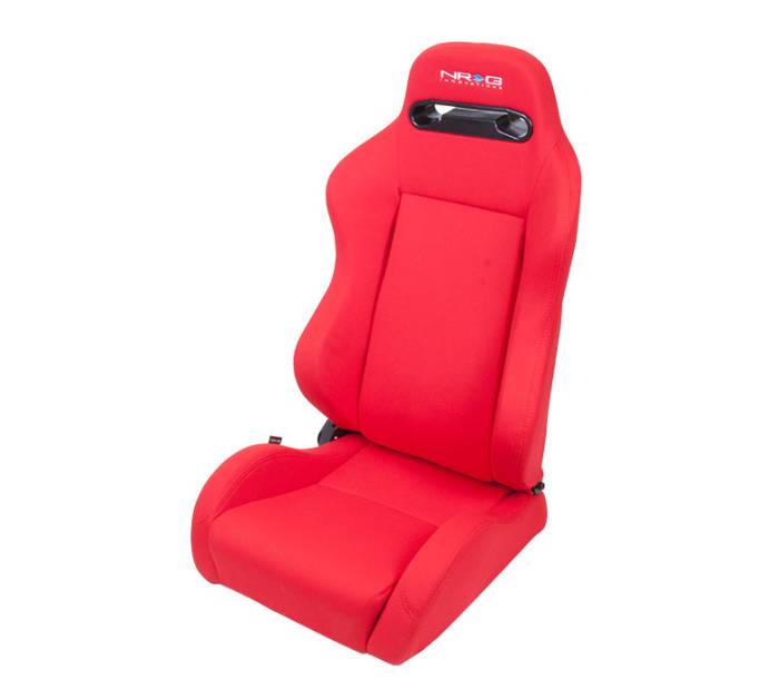 NRG Innovations - NRG Sport Seats (Pair) Type-R Cloth w/NRG Logo - Red w/Red Stitch