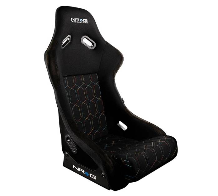 NRG Innovations - NRG FRP Bucket Seat (Black w/ Multi Color Geometric Pattern) - Large