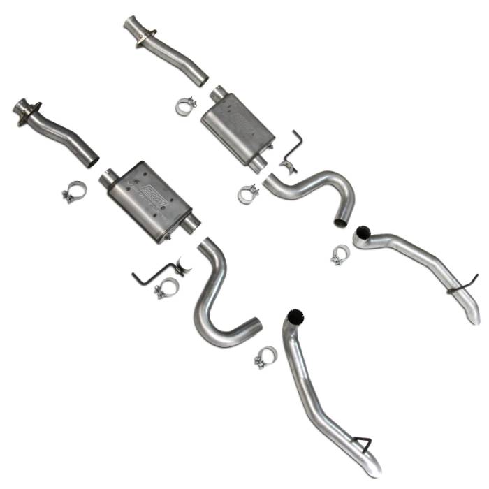 BBK - 1987-1993 Ford Mustang GT BBK Cat Back Kit Varitune Mufflers - Aluminized turn downs