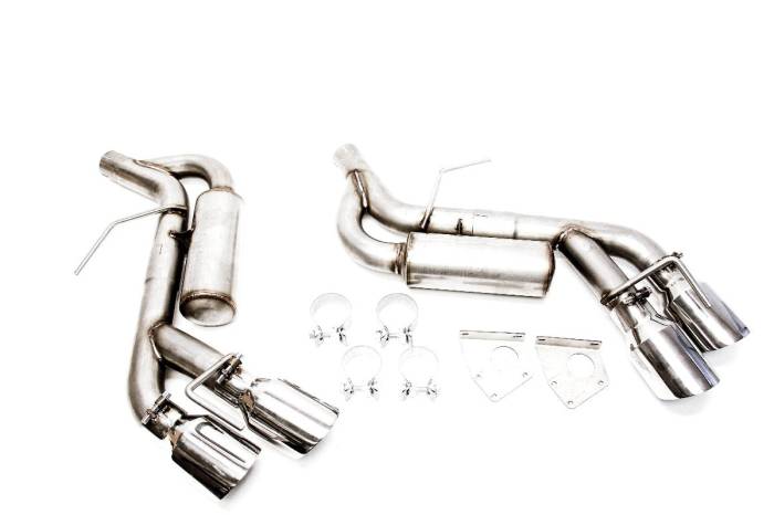Private Label Mfg - 2016-2022 Chevy Camaro V6 3.6L Private Label Mfg. Axle Back Muffler Delete - Stainless Steel Quad Tips with Resonator