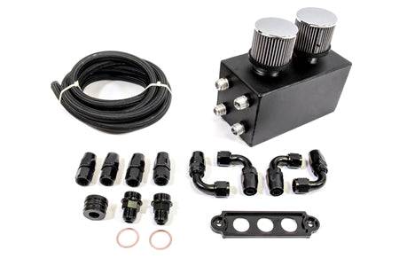 Private Label Mfg - Private Label Mfg. Power Driven Universal Oil Catch Can Kit Breather Tank - Black