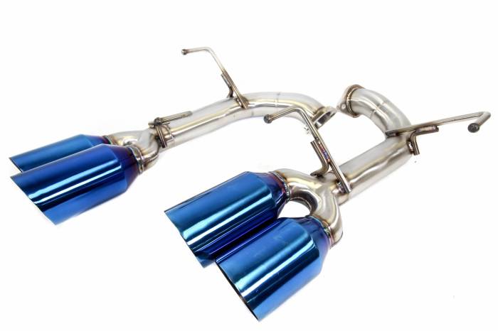 Private Label Mfg - 2015-2021 Subaru WRX & STI Private Label Mfg. Axle-Back Exhaust Muffler Deletes V2 - Titanium Blue Tip