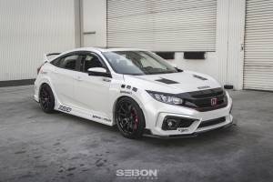Seibon - Seibon 2016-2018 Honda Civic Coupe/Sedan/Hatchback TS-Style Carbon Fiber Hood HD16HDCV-TS - Image 6