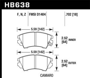 Hawk Performance - Hawk Camaro V6 HP+ Street Front Brake Pads HB638N.702 - Image 7