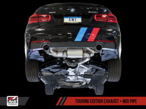 AWE Tuning - AWE Tuning BMW F3X 340i Touring Edition Axle-Back Exhaust - Chrome Silver Tips (90mm) 3010-32032 - Image 6