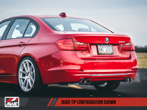 AWE Tuning - AWE Tuning BMW F3X N20/N26 328i/428i Touring Edition Exhaust Quad Outlet - 80mm Diamond Black Tips 3010-43036 - Image 3