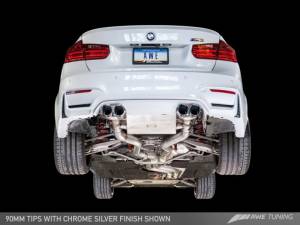 AWE Tuning - AWE Tuning BMW F8X M3/M4 Resonated SwitchPath Exhaust - Chrome Silver Tips (102mm) 3415-42050 - Image 3