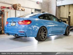 AWE Tuning - AWE Tuning BMW F8X M3/M4 Resonated SwitchPath Exhaust - Chrome Silver Tips (102mm) 3415-42050 - Image 4