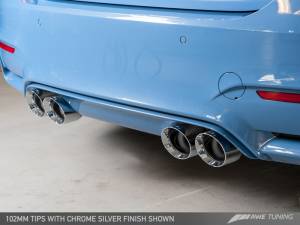 AWE Tuning - AWE Tuning BMW F8X M3/M4 Resonated SwitchPath Exhaust - Chrome Silver Tips (102mm) 3415-42050 - Image 6
