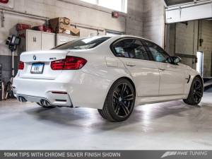 AWE Tuning - AWE Tuning BMW F8X M3/M4 Resonated SwitchPath Exhaust - Chrome Silver Tips (90mm) 3015-42058 - Image 5