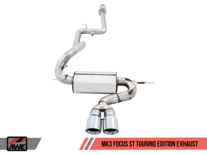 AWE Tuning - AWE Tuning Ford Focus ST Touring Edition Cat-back Exhaust - Resonated - Diamond Black Tips 3020-33040 - Image 2