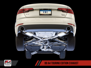 AWE Tuning - AWE Tuning Audi B9 A4 Touring Edition Exhaust Dual Outlet - Diamond Black Tips (Includes DP) 3015-33078 - Image 3