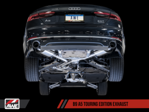 AWE Tuning - AWE Tuning Audi B9 A5 Touring Edition Exhaust Dual Outlet - Chrome Silver Tips (Includes DP) 3015-32090 - Image 3