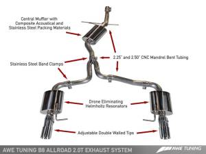 AWE Tuning - AWE Tuning Audi B8.5 All Road Touring Edition Exhaust - Dual Outlet Diamond Black Tips 3015-33018 - Image 1