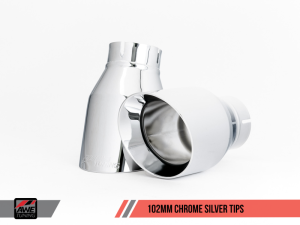 AWE Tuning - AWE Tuning Audi B9 A4 Track Edition Exhaust Dual Outlet - Chrome Silver Tips (Includes DP) 3020-32024 - Image 4
